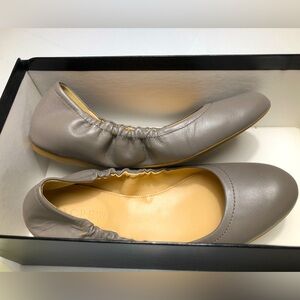 J. Crew Leather Emma Ballet Flats Round Toe Grey Size 6M BNIB